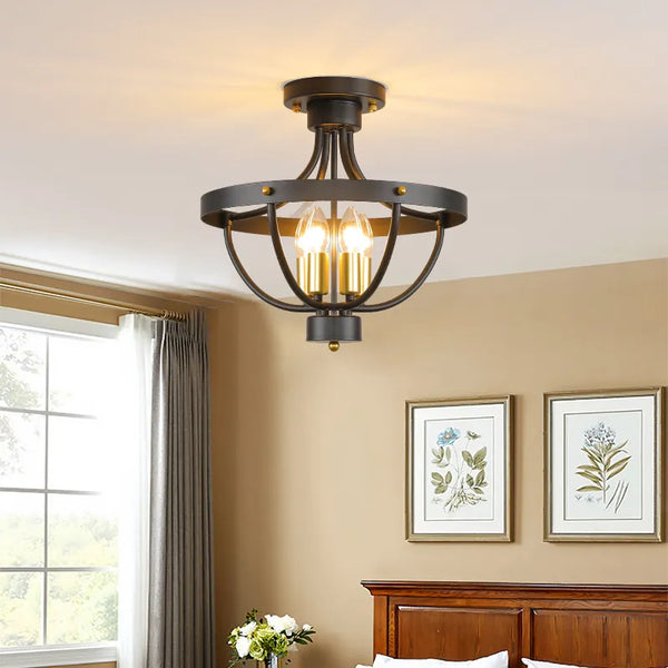 Lustre Suspendu en Fer Rustique Moderne