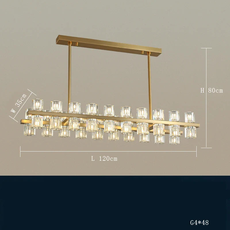 Lustre LED en cuivre et cristal - Luxe et Modernité