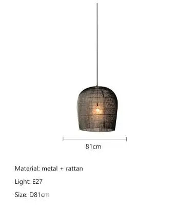 Suspension japonaise Wabi Sabi en rotin artisanal