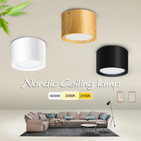 Mini LED Plafonnier Dimmable en Grain de Bois - Éclairage de Surface