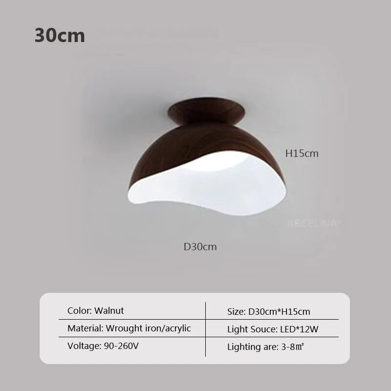 Lustre en fer grain bois nordique avec LED