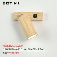 Botimi - Lampe de Table Nordique en Bois avec Poussoir