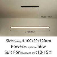 Lustre Moderne Nordique Rectangulaire LED pour Bar
