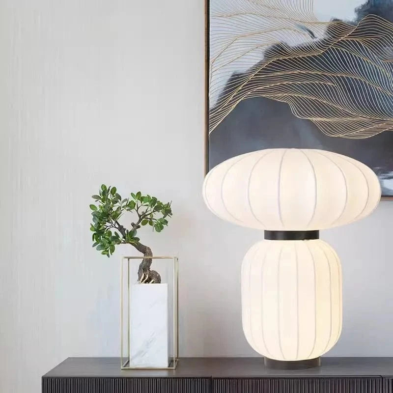 Lampe de table en soie Wabi-sabi - Éclairage design pour salon et chambre