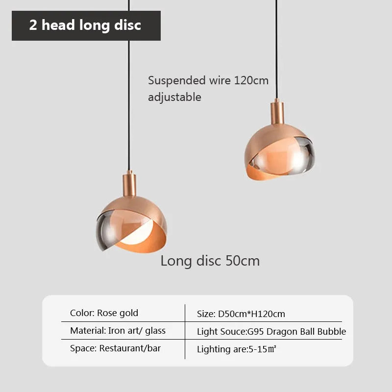 Suspension LED nordique en verre royal