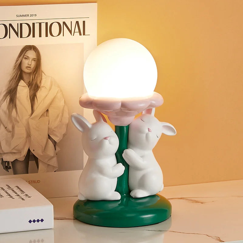 Lampe de bureau nordique kawaii Lapin en Résine