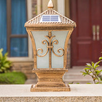 Lampe Solaire pour Pilier de Clôture Carré Vintage avec Télécommande