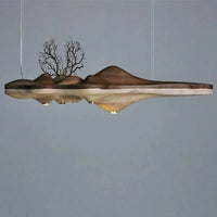 Lustre nordique moderne en résine de bois massif pour un éclairage décoratif intérieur