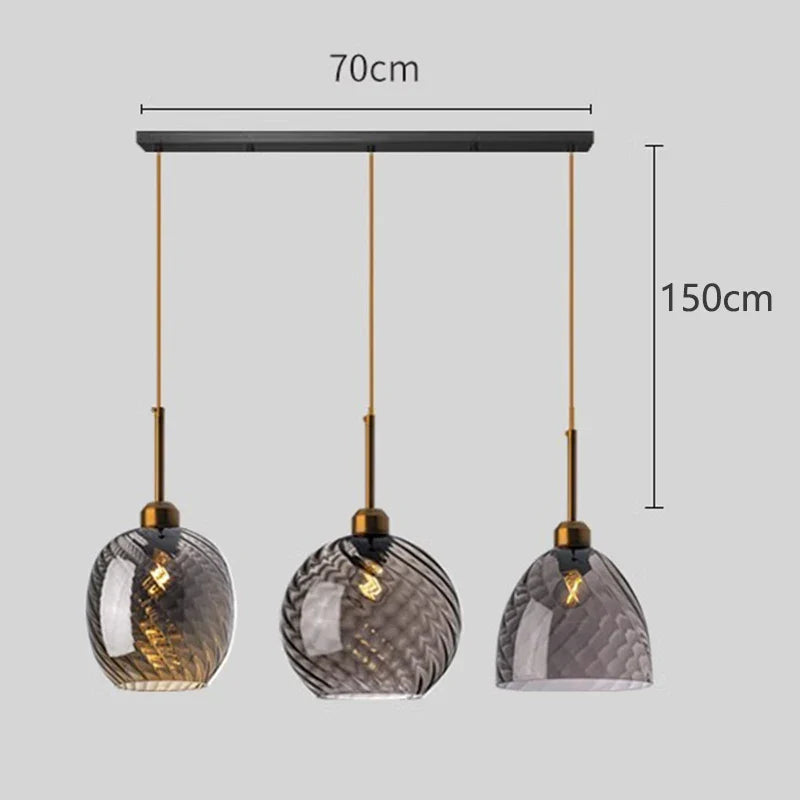 Suspension Nordique en Verre Fumé pour Éclairage Intérieur