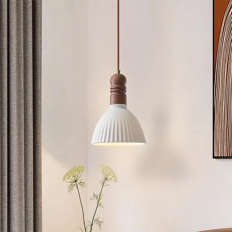 Suspension LED nordique en bois massif et céramique de haute qualité