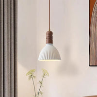Suspension LED nordique en bois massif et céramique de haute qualité