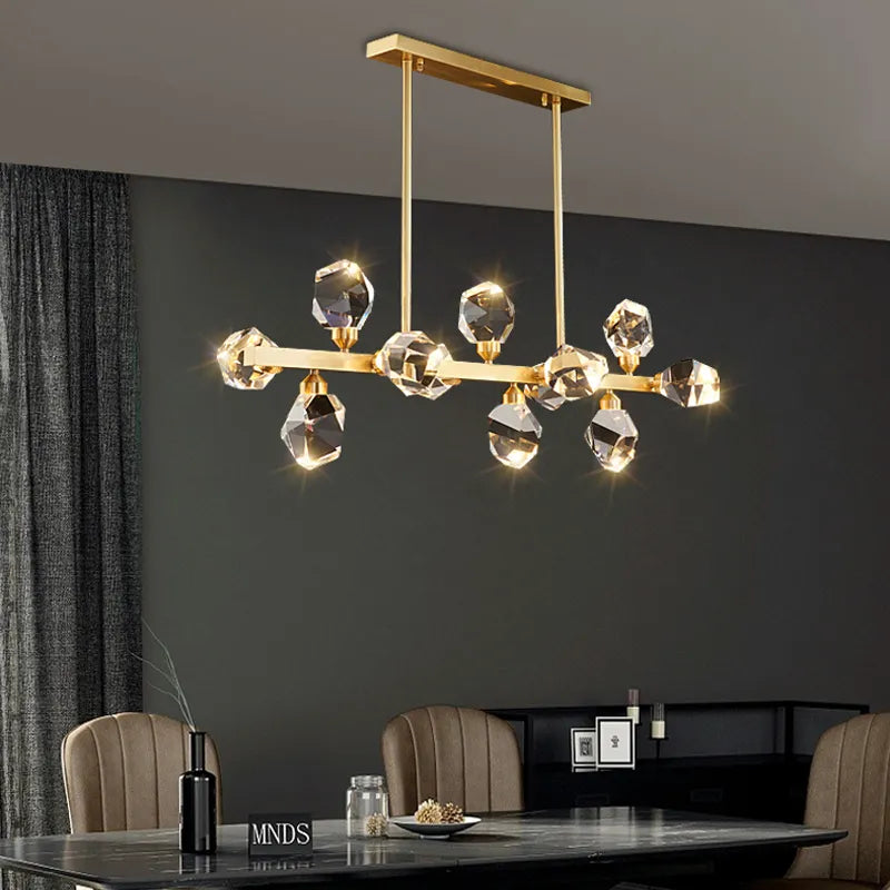 Lustre LED Laiton & Cristal Or