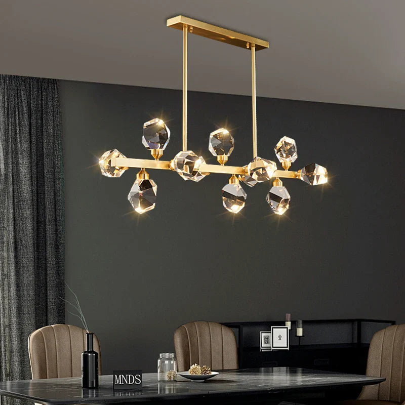 Lustre de Luxe en Laiton Diamant Cristal LED Moderne