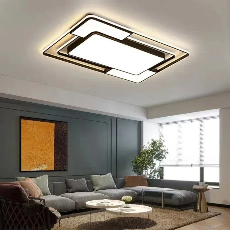 Lustre carré Moderne en Fer avec LED pour Éclairage Intérieur