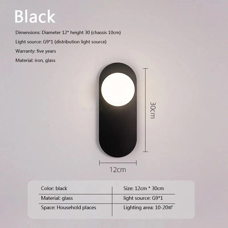 Applique LED Moderne en Fer Noir et Doré