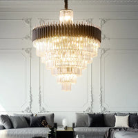Lustre en Cristal Noir de Luxe Moderne LED