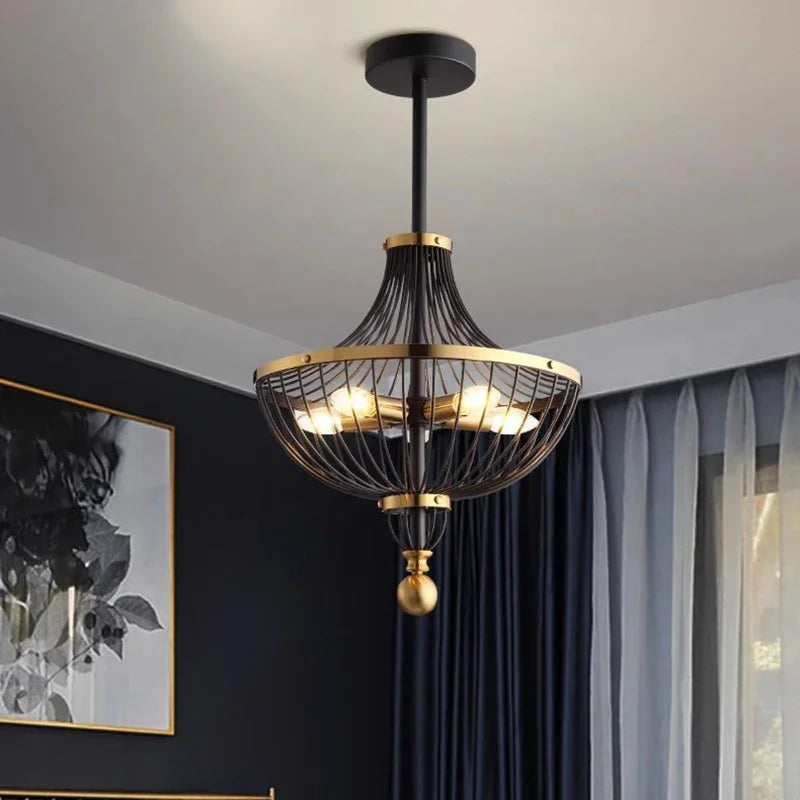 Lustre Rétro LED en Fer pour une Décoration Américaine Élégante