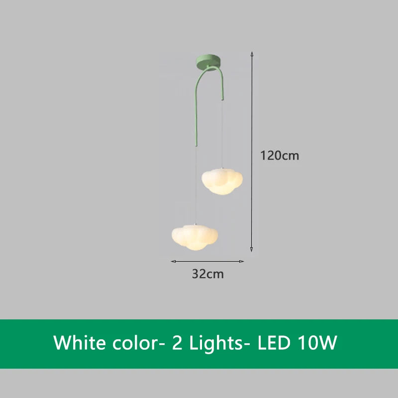 Lustre nuage vert télécommandé pour salle à manger