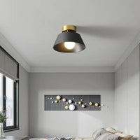 Plafonnier LED rétro en fer rond avec abat-jour - Style Vintage