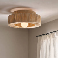 Plafonnier rétro en rotin et paille - Style Vintage Eco-friendly