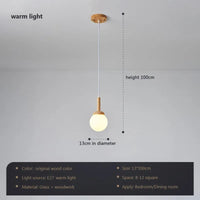 Suspension LED nordique en verre - Oiseau rond en bois