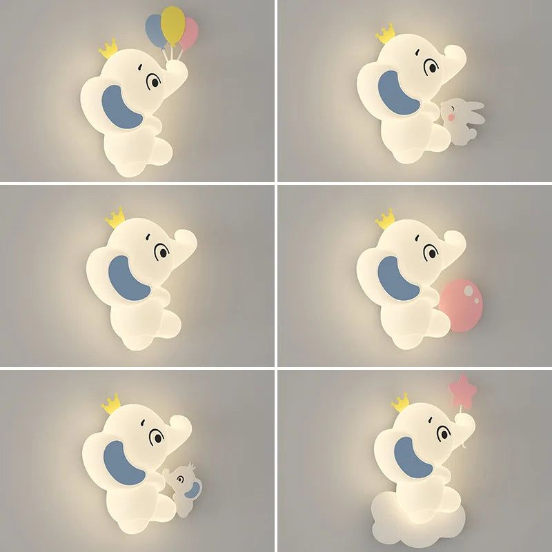Appliques Murales LED Éléphant Mignon pour Enfants
