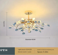 Plafonnier de luxe moderne en céramique avec fleurs en cristal