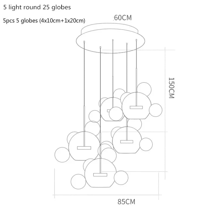 Lustre moderne en verre laiteux avec LED suspendue.
