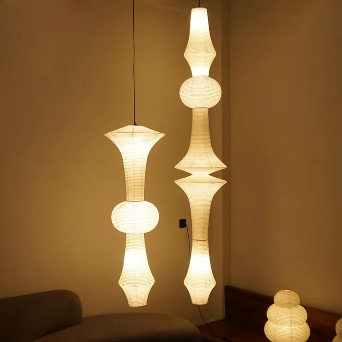 Lustre Nordique Wabi Sabi Vent Papier de Riz Suspension LED Lumières