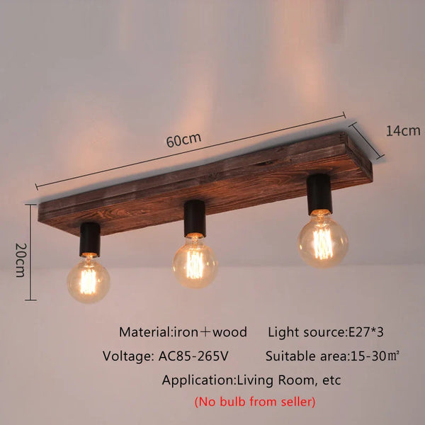 Lustre en bois massif Vintage Creative pour Restaurant Salon Couloir Café