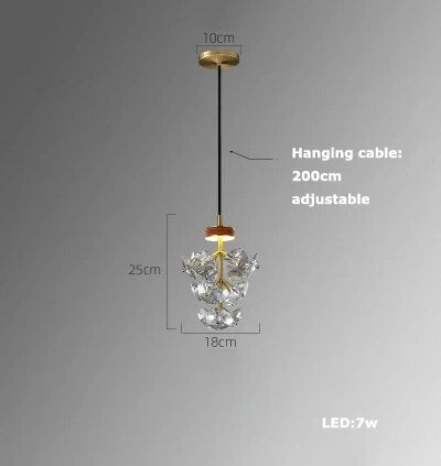 Lustre LED en Cuir et Verre