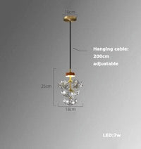 Lustre LED en Cuir et Verre