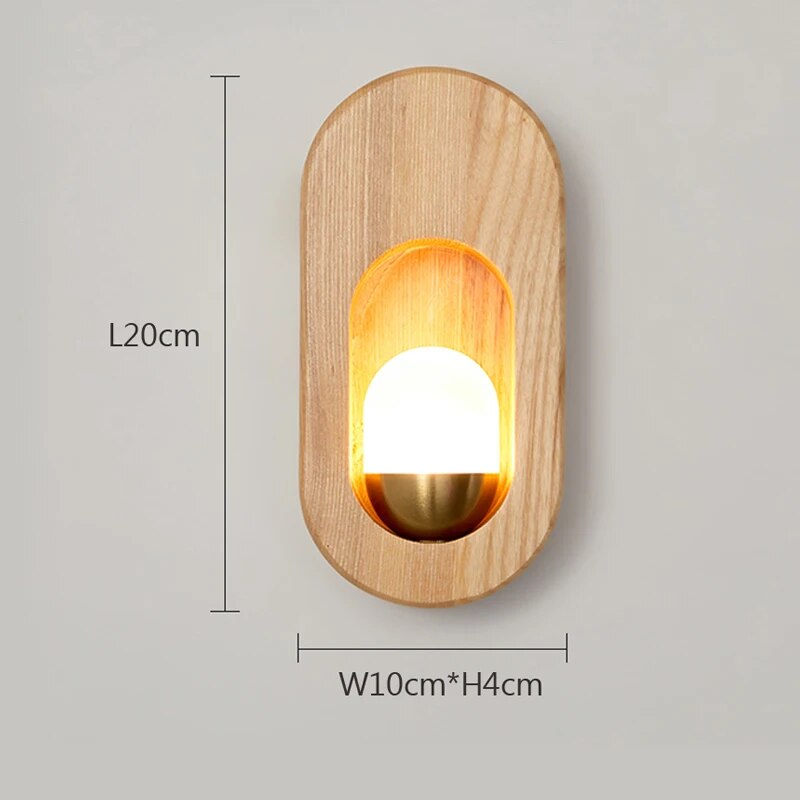 Applique murale LED nordique en bois naturel