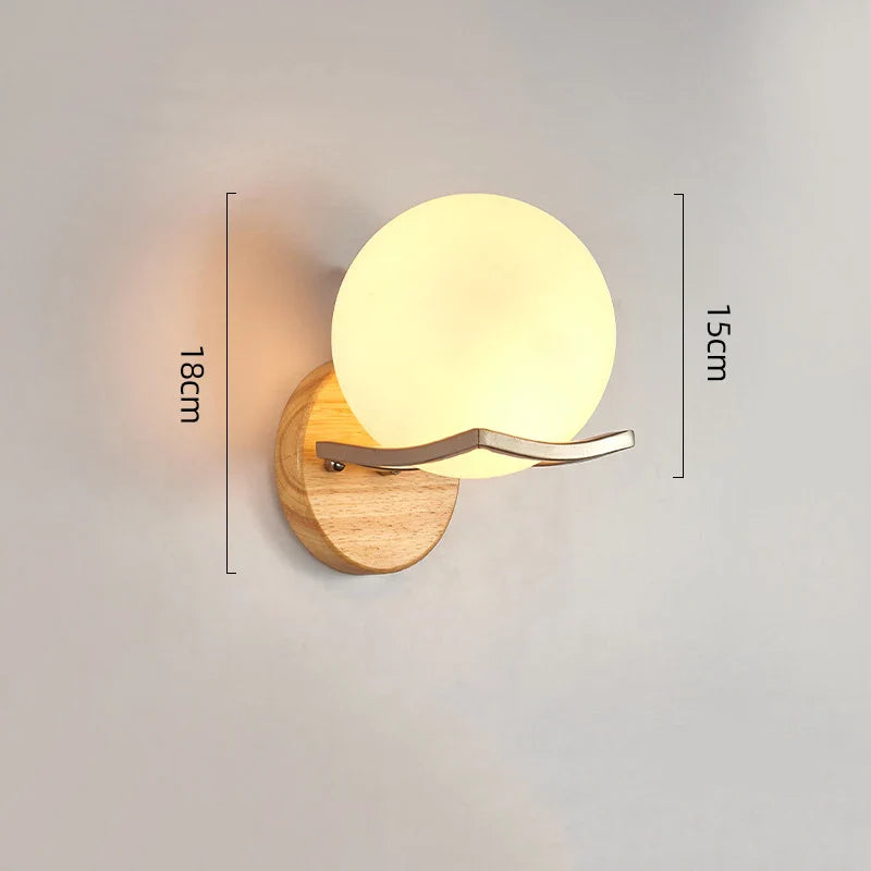 Applique murale design nordique bois-verre LED