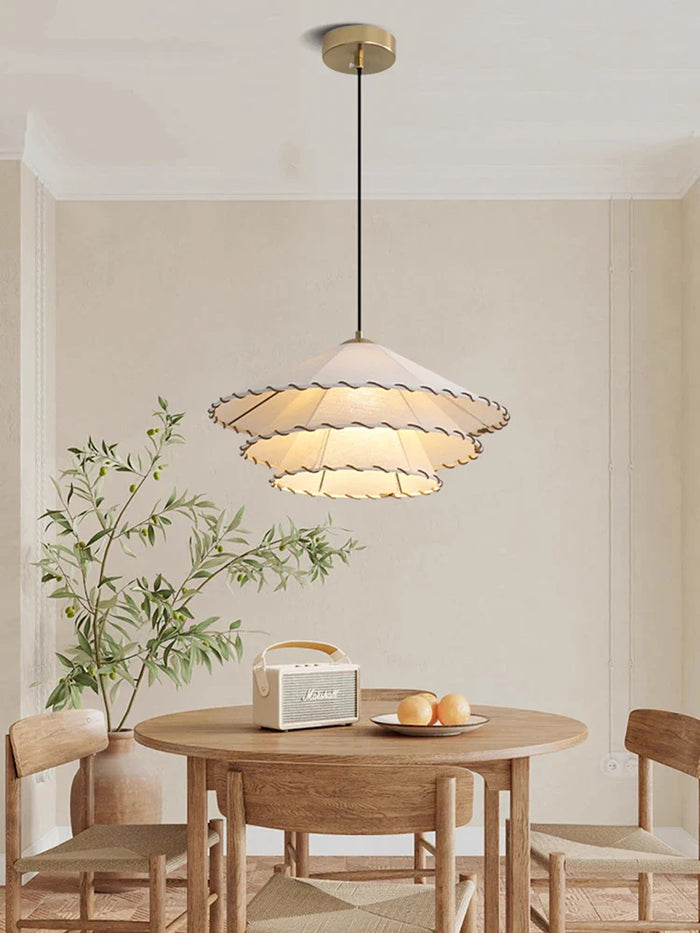 Lustre nordique LED en tissu pour décoration de la maison