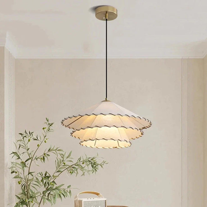 Lustre créatif en coton lin avec lumière LED nordique - Collection Lumina.