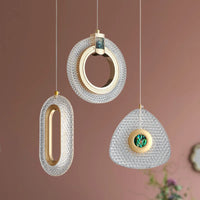 Lustre En Cristal Géométrique Or Émeraude LED Nordique