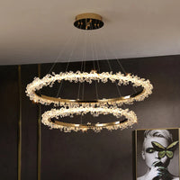 Lustre de Luxe Moderne en Cristal avec Éclairage LED Annulaire Variable