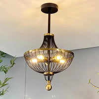 Lustre Rétro LED en Fer pour une Décoration Américaine Élégante