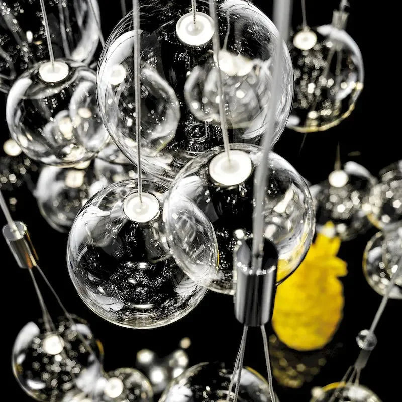 Suspension LED Sandyha avec Boules de Verre pour Décoration Intérieure