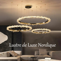 Lustre de Luxe Moderne en Cristal avec Éclairage LED Annulaire Variable