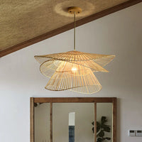 Lustre LED en bambou rotin créatif pour une décoration intérieure tendance