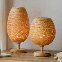 Lampe de Table vintage en rotin et bambou tissée à la main