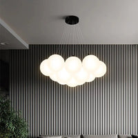 Lustre nordique en verre avec suspension LED pour une décoration maison moderne