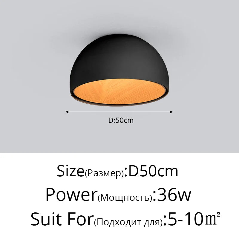 Lustre moderne en bois LED avec grain de bois, pour balcon et couloir - Blanc ou noir