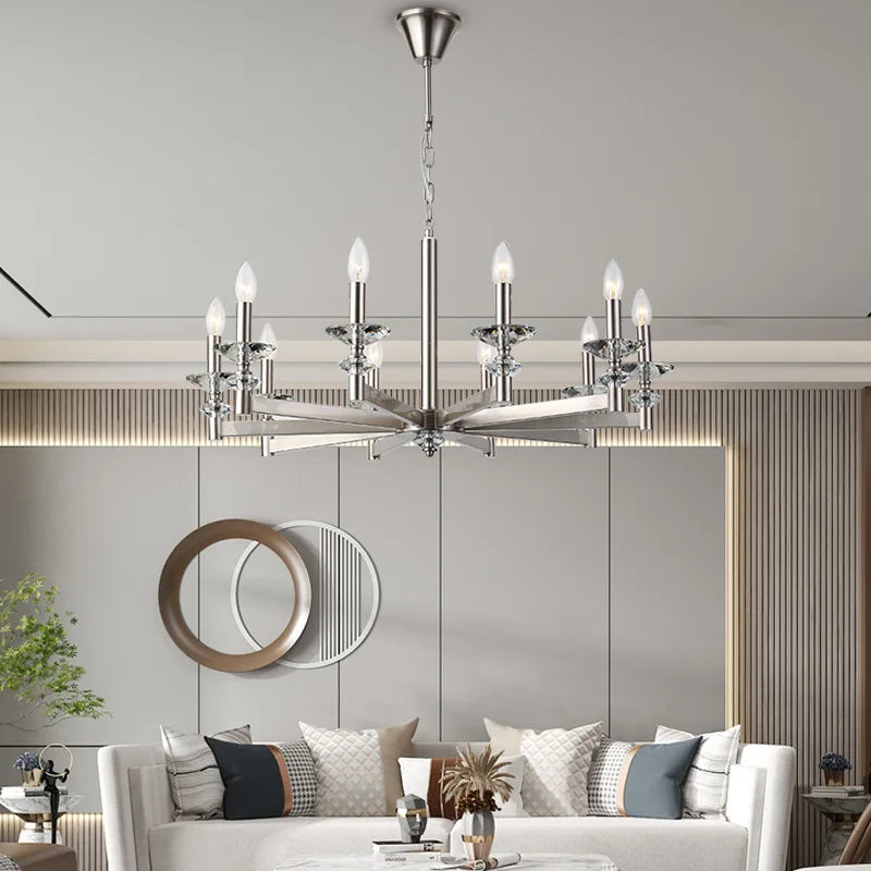 Lustre en cristal de style industriel européen rétro en fer