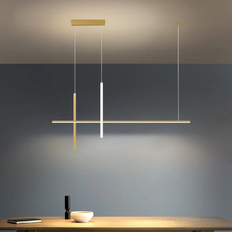 Lustre LED Minimaliste Moderne Dimmable Noir pour Table Salle à Manger Cuisine Bar - Suspension Éclairage Design