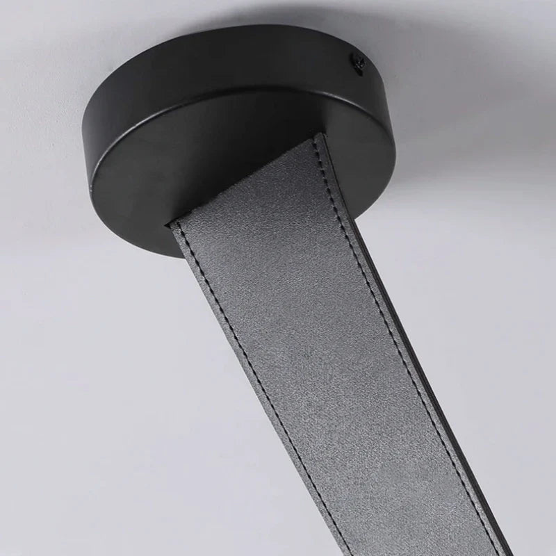 Lustre DEL Chic Minimaliste en Cuir et Verre pour Décoration