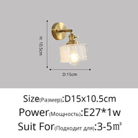 Applique murale nordique en cuivre avec abat-jour en verre LED de style créatif