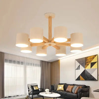 Lustre Nordique Créatif en Bois Massif pour Salon, Chambre et Salle à Manger